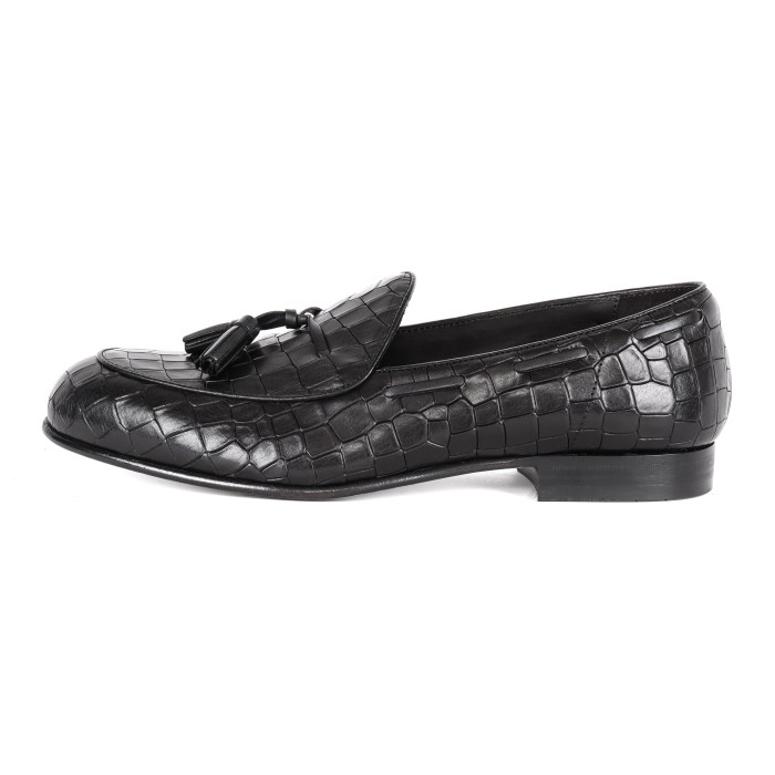 Belsire loafer manfredi black crocodile handmade Italy