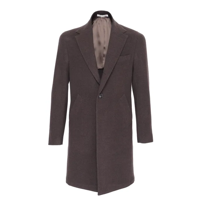 Eduardo De Simone overcoat wool brown  handamade full canvassed Napoli Italy luxury