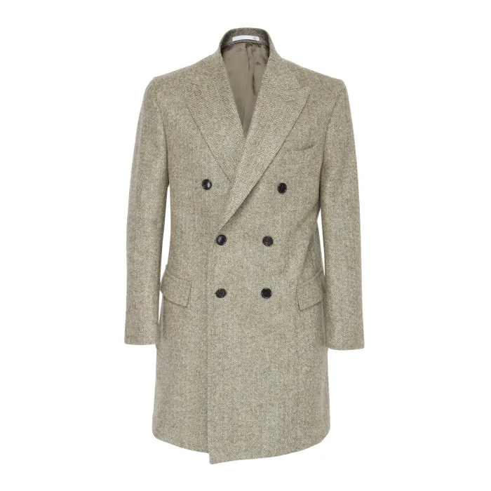 Eduardo De Simone overcoat wool brown  handamade full canvassed Napoli Italy luxury