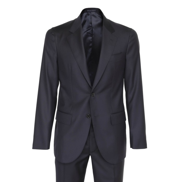 Eduardo De Simone suit navy blue solid wool Vitale Barberis Canonico canvassed
