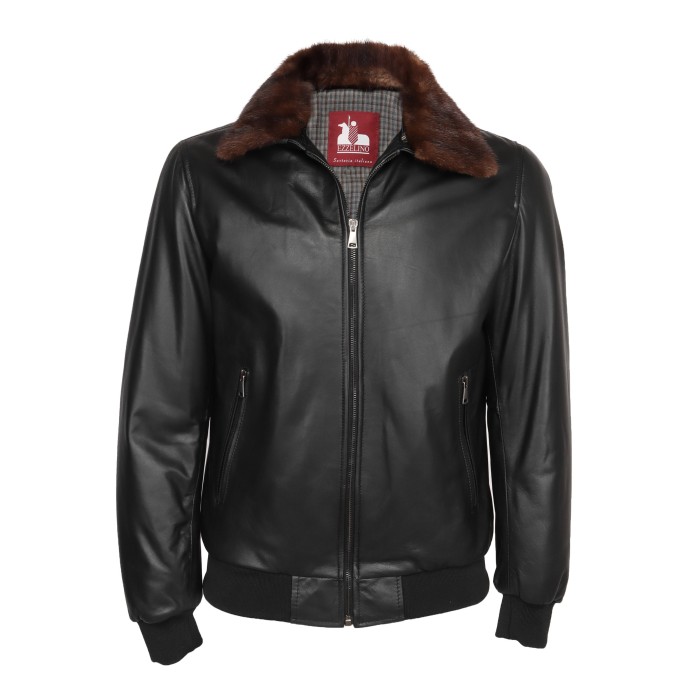 Ezzelino bomber leather mink