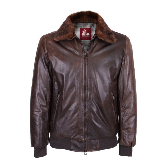 Ezzelino bomber leather mink