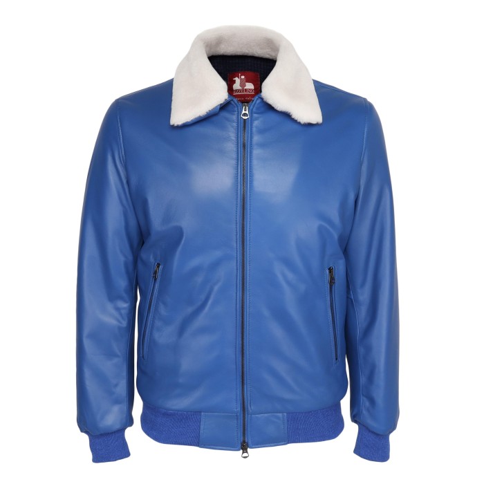 Ezzelino lambskin sheepskin bomber jcket
