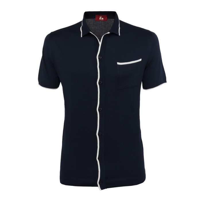 EZZELINO POLO SWEATER - NAVY BLUE - COTTON Default