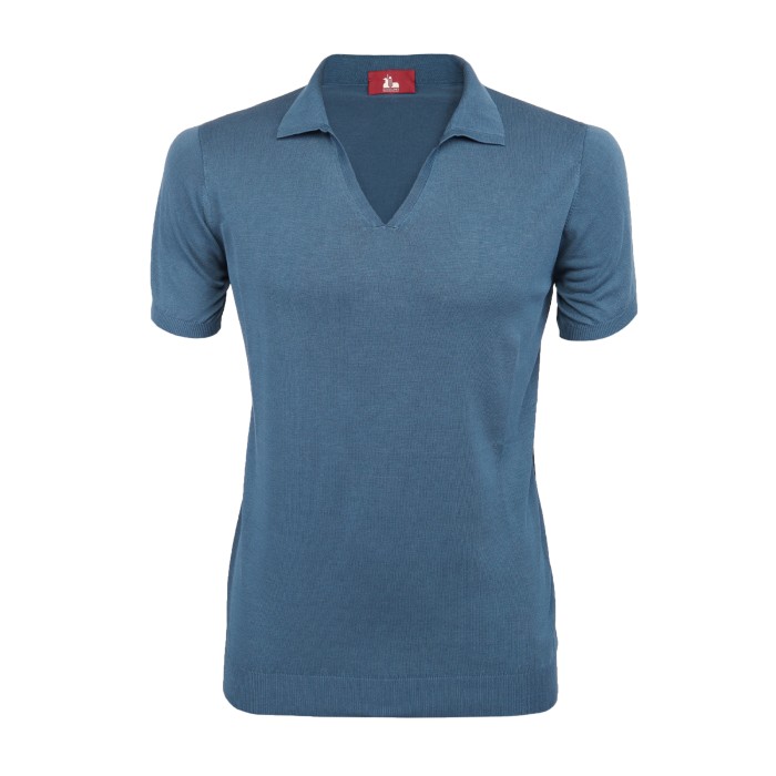EZZELINO POLO SWEATER - LIGHT BLUE - COTTON & LINEN Default