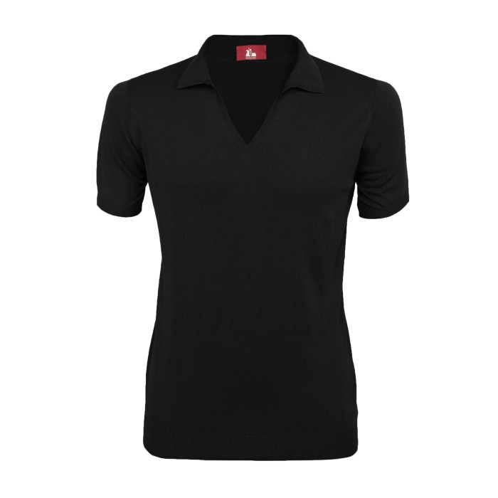 EZZELINO POLO SWEATER - BLACK - COTTON & LINEN Default