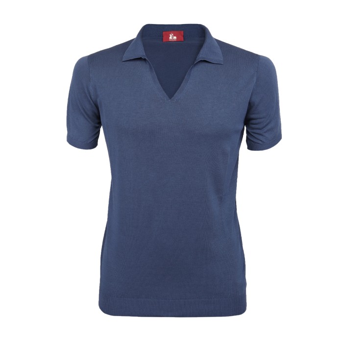 EZZELINO POLO SWEATER - AVION BLUE - COTTON & LINEN Default