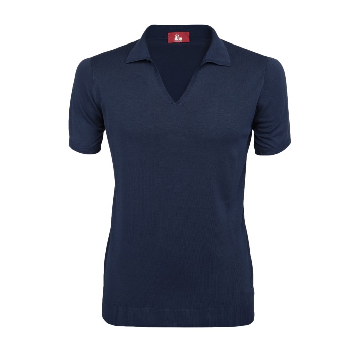 EZZELINO POLO SWEATER - NAVY BLUE - COTTON & LINEN Default