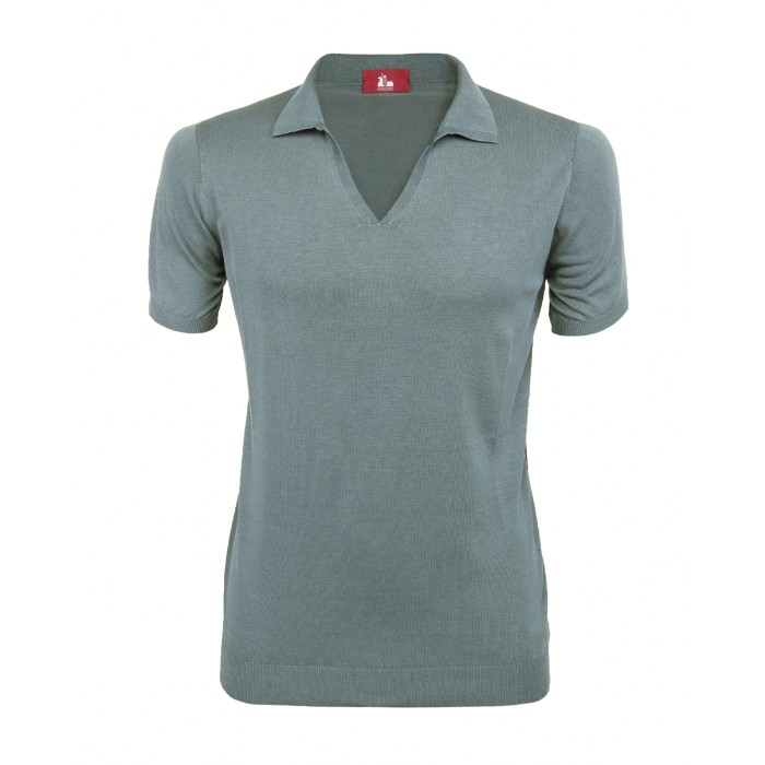EZZELINO POLO SWEATER - LIGHT GREEN - COTTON & LINEN Default