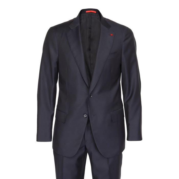 Isaia Napoli suit gregorio navy blue solid aquaspider wool