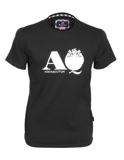 AQUASCUTUM T-SHIRT - BLACK - STRETCH COTTON