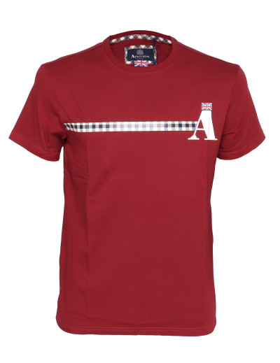 AQUASCUTUM T-SHIRT - BURGUNDY - STRETCH COTTON
