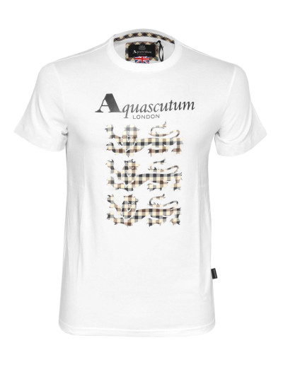 AQUASCUTUM T-SHIRT - WHITE - STRETCH COTTON