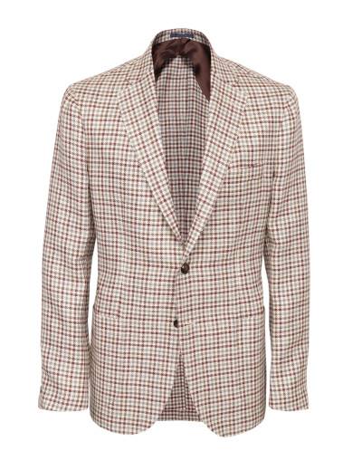 EDUARDO DE SIMONE SPORT COAT - BEIGE & BROWN - LINEN, WOOL & SILK