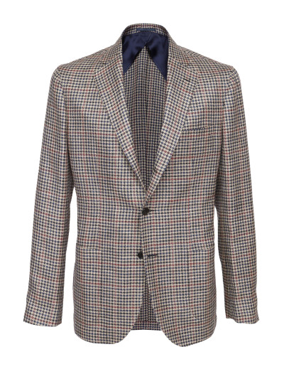EDUARDO DE SIMONE SPORT COAT - BEIGE, BLUE & RED - WOOL, SILK & LINEN