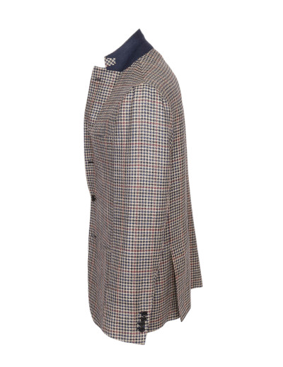 EDUARDO DE SIMONE SPORT COAT - BEIGE, BLUE & RED - WOOL, SILK & LINEN