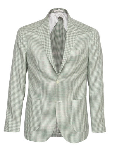 EDUARDO DE SIMONE SPORT COAT - WHITE & GREEN - LIGHTWEIGHT WOOL, SILK & LINEN
