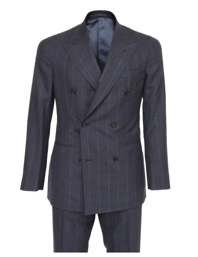 EDUARDO DE SIMONE SUIT - BLUE & BROWN - LIGHTWEIGHT WOOL, SILK & LINEN