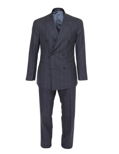 EDUARDO DE SIMONE SUIT - BLUE & BROWN - LIGHTWEIGHT WOOL, SILK & LINEN