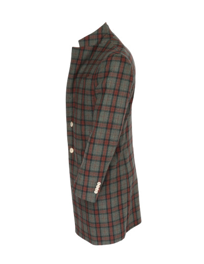EIDOS by ISAIA OVERCOAT - GREEN, BRICKY & BEIGE - WOOL