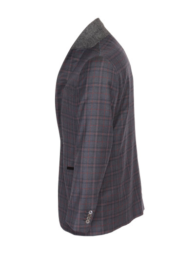 EIDOS by ISAIA TUXEDO JACKET - GREY & RED - WOOL & CASHMERE