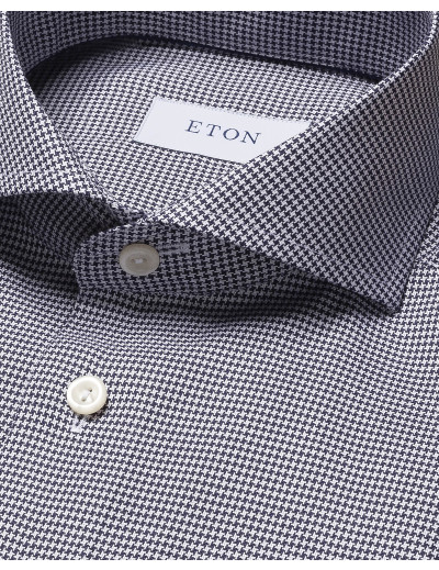 ETON SHIRT - NAVY BLUE & WHITE - COTTON