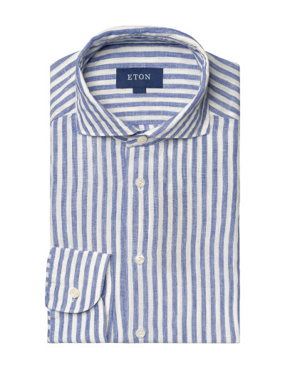 ETON SHIRT - WHITE & BLUE - PURE LINEN