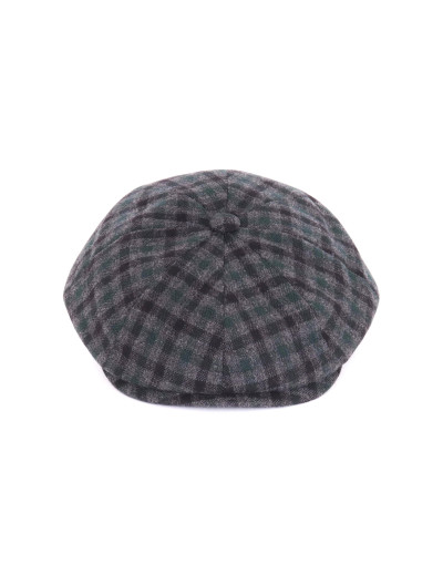 EZZELINO NEWSBOY CAP - GREY & GREEN - CASHMERE & VICUNA