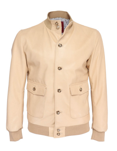 EZZELINO BOMBER - BEIGE - LAMBSKIN & SILK