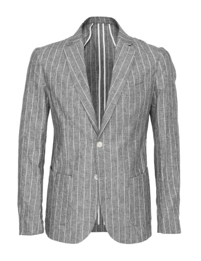 EZZELINO SPORT COAT - GREY & WHITE - LINEN & COTTON