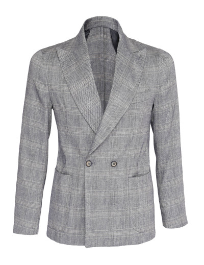 EZZELINO SPORT COAT - BLUE & BEIGE - COTTON & LINEN