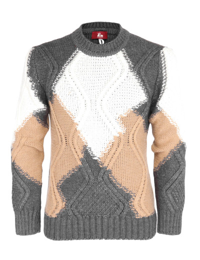 EZZELINO SWEATER - BEIGE, WHITE & GREY - WOOL