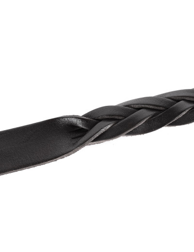 FRATELLI NOVIELLO BRAIDED BELT - BLACK - CALFSKIN & GENUINE CROCODILE