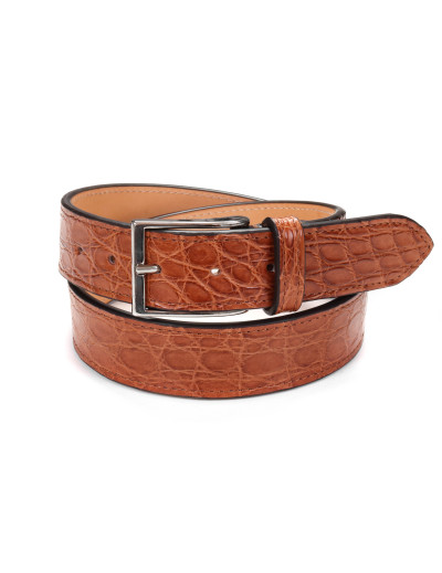 FRATELLI NOVIELLO BELT - BROWN - GENUINE CROCODILE SKIN