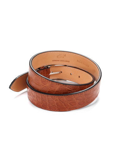 FRATELLI NOVIELLO BELT - BROWN - GENUINE CROCODILE SKIN