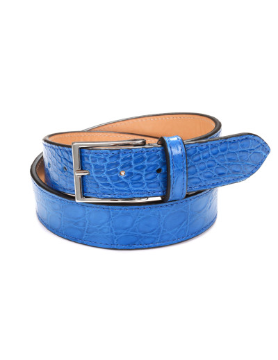FRATELLI NOVIELLO BELT - BLUE - GENUINE CROCODILE SKIN