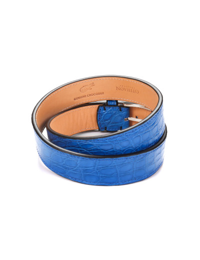 FRATELLI NOVIELLO BELT - BLUE - GENUINE CROCODILE SKIN