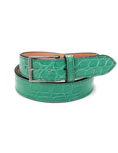 FRATELLI NOVIELLO BELT - GREEN - GENUINE CROCODILE SKIN