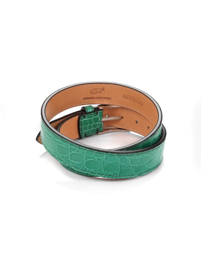 FRATELLI NOVIELLO BELT - GREEN - GENUINE CROCODILE SKIN