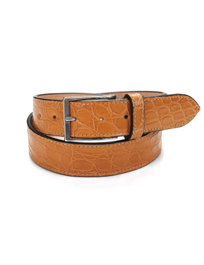FRATELLI NOVIELLO BELT - HONEY - GENUINE CROCODILE SKIN