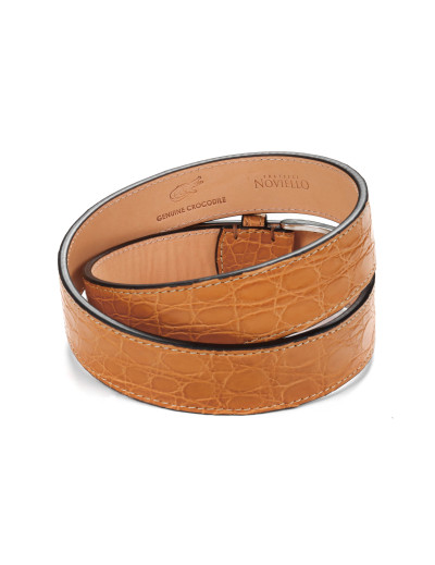 FRATELLI NOVIELLO BELT - HONEY - GENUINE CROCODILE SKIN