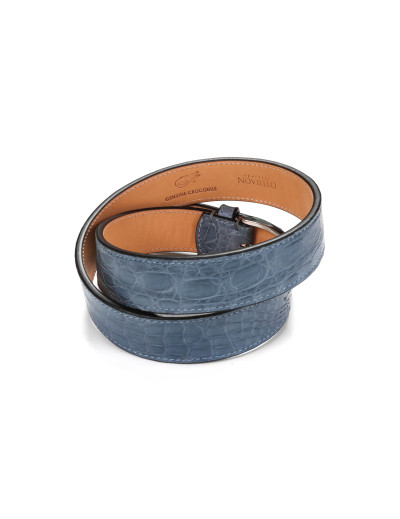 FRATELLI NOVIELLO BELT - LIGHT BLUE - GENUINE CROCODILE SKIN