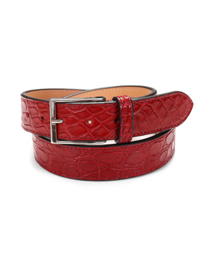 FRATELLI NOVIELLO BELT - CARDINAL RED - GENUINE CROCODILE SKIN