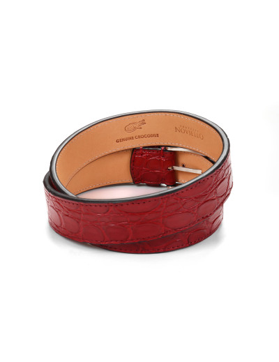 FRATELLI NOVIELLO BELT - CARDINAL RED - GENUINE CROCODILE SKIN
