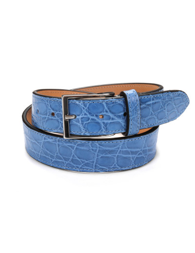 FRATELLI NOVIELLO BELT - SKY BLUE - GENUINE CROCODILE SKIN
