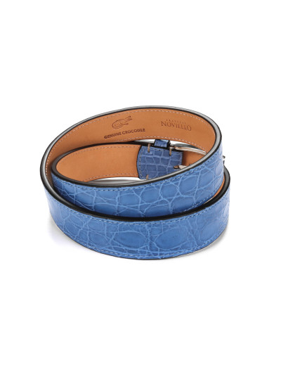 FRATELLI NOVIELLO BELT - SKY BLUE - GENUINE CROCODILE SKIN
