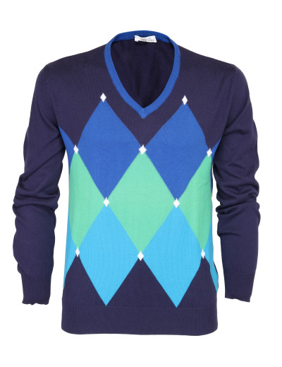 HERITAGE SWEATER - BLUE, GREEN & TURQUOISE - COTTON