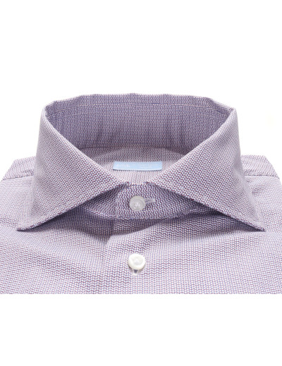 IL SARTORE NAPOLI DRESS SHIRT - WHITE, BURGUNDY & BLUE - STRETCH COTTON