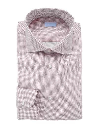 IL SARTORE NAPOLI DRESS SHIRT - WHITE & BURGUNDY - STRETCH COTTON