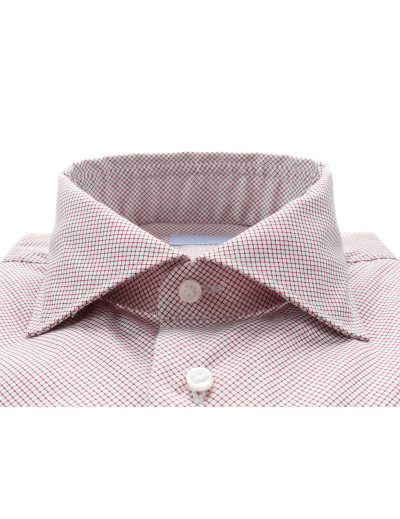 IL SARTORE NAPOLI DRESS SHIRT - WHITE & BURGUNDY - STRETCH COTTON